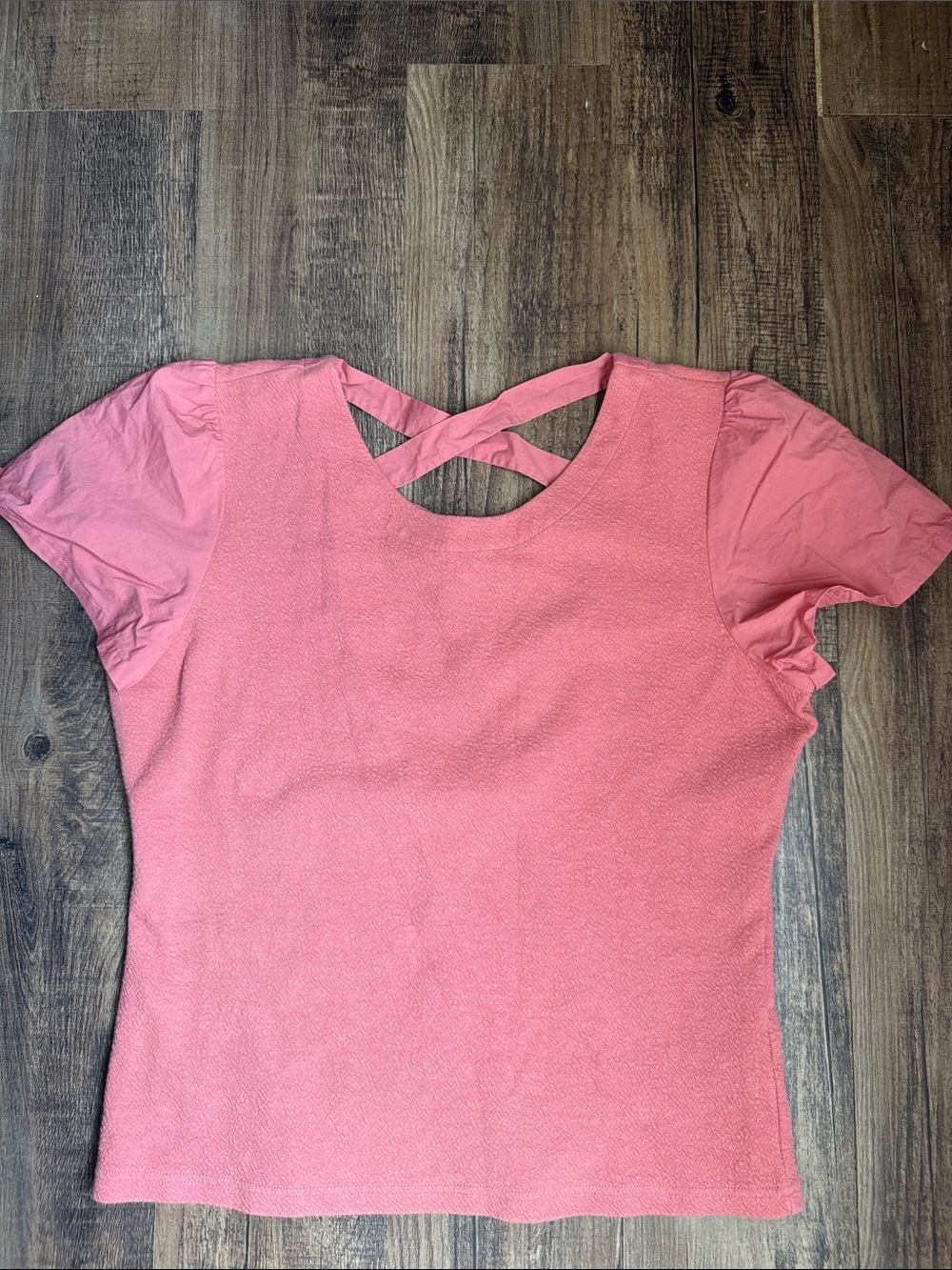 Anthropologie Cutout Short Sleeve Top in Pink Size Large Like New